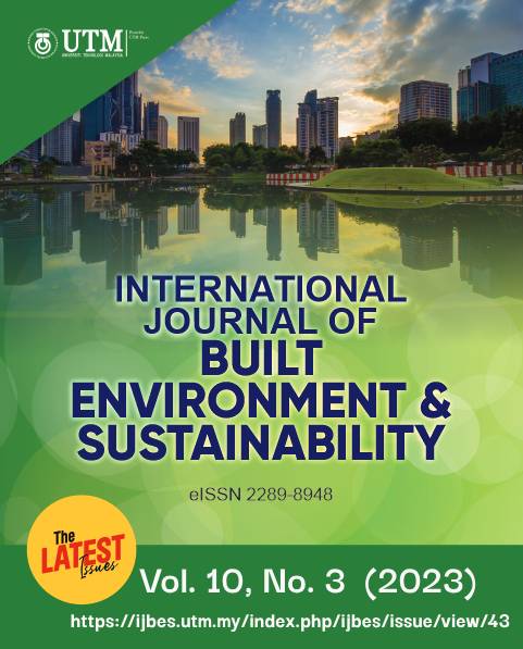 					View Vol. 10 No. 3 (2023): International Journal of Built Environment and Sustainability, Volume 10, Issue 3, 2023
				