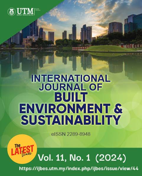 					View Vol. 11 No. 1 (2024): International Journal of Built Environment and Sustainability, Volume 11, Issue 1, 2024
				